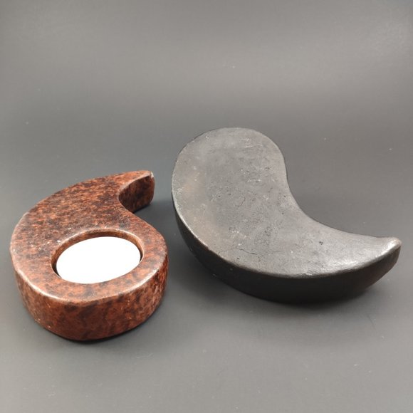 Yin Yang Soapstone Tealight Holders Vintage - Picture 3 of 6